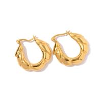 Stainless Steel Hoop Earring, 304 Stainless Steel, Flat Round, Vacuum Ion Plating, fashion jewelry & for woman, golden 