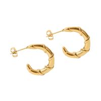 Titanium Steel Earrings, Letter C, Vacuum Ion Plating, fashion jewelry & for woman, golden 