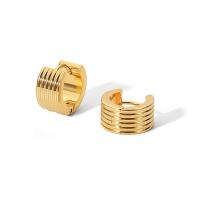Titanium Steel Huggie Hoop Earring, Donut, Vacuum Ion Plating, fashion jewelry & for woman, golden 