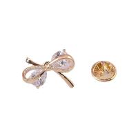 Broche bijoux de collier, laiton, Noeud papillon, Placage de couleur d'or, pavé de micro zircon & pour femme Vendu par PC