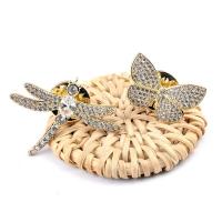 Collar Jewelry Brooch, Brass, Insect, gold color plated, Unisex & micro pave cubic zirconia 