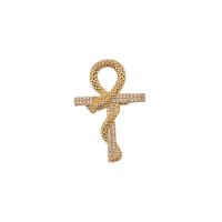 Cubic Zirconia Brooch, Brass, Cross, gold color plated, Unisex & micro pave cubic zirconia 