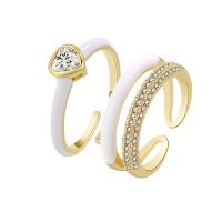 Латунное кольцо с стразами, Латунь, плакирован золотом, Регулируемый & Женский & эмаль & со стразами, продается PC