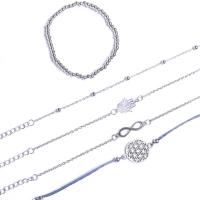 Zinc Alloy Bracelet Set, 5 pieces & for woman, original color, 19cm,17.5cm,18cm 
