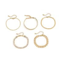 Zinc Alloy Bracelet Set, with 1.97 inch extender chain, gold color plated, 5 pieces & for woman & with rhinestone Approx 6.3 Inch 