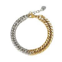 Edelstahl Armbänder, 304 Edelstahl, mit Verlängerungskettchen von 1.18 inch, Vakuum-Ionen-Beschichtung, unisex, zwei verschiedenfarbige, Länge:ca. 6.3 ZollInch, verkauft von PC