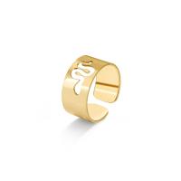 304 Stainless Steel Cuff Finger Ring, Vacuum Ion Plating, Adjustable & for woman & hollow, golden 
