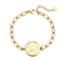 Stainless Steel Charm Bracelet, 304 Stainless Steel, Vacuum Ion Plating, for woman, golden Approx 7.08 Inch 