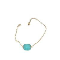 Bracelets turquoises, Acier inoxydable 304, avec turquoise, Placage ionique sous vide, pour femme, doré Environ 6.3 pouce, Vendu par PC