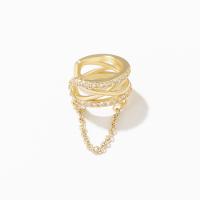 manchette de boucle d'oreille, laiton, bijoux de mode & pavé de micro zircon & pour femme, doré Vendu par PC