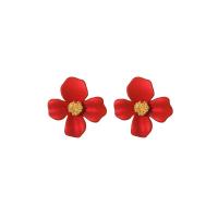 Zinc Alloy Stud Earring, Flower, fashion jewelry & for woman, red 