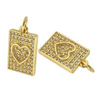 Cubic Zirconia Micro Pave Brass Pendant, Rectangle, gold color plated, fashion jewelry & DIY & micro pave cubic zirconia & for woman, golden Approx 3mm 