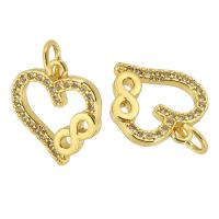 Cubic Zirconia Micro Pave Brass Pendant, Heart, gold color plated, fashion jewelry & DIY & micro pave cubic zirconia & for woman, golden Approx 3.5mm 