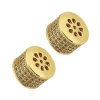 Brass Spacer Beads, gold color plated, fashion jewelry & DIY & micro pave cubic zirconia & for woman, golden 
