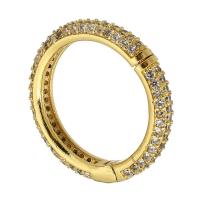 Brass Snap Clasp, Round, gold color plated, fashion jewelry & DIY & micro pave cubic zirconia & for woman, golden 