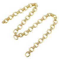 Латунь цепочка для ожерелья, плакирован золотом, ювелирные изделия моды & DIY & инкрустированное микро кубического циркония & Женский, Золотой, длина:1 м, продается PC