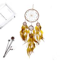 Fashion Dream Catcher, Iron, with Golden Threads & Feather, handmade, hanging 200mm cm cm 