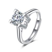 Cubic Zircon Brass Finger Ring, platinum color plated, Adjustable & fashion jewelry & for woman & with rhinestone 