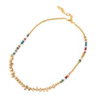 Gemstone Necklaces, Natural Stone, with Brass, with 5cm extender chain, real gold plated, for woman, mixed colors Approx 43 cm 