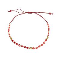 Gemstone Bracelets, Natural Stone, with Brass, real gold plated, Adjustable & for woman, red Approx 26 cm 
