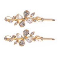 Hair Slide, Zinc Alloy, gold color plated & for woman & with rhinestone, golden 