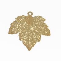 Brass Leaf Pendants, Maple Leaf, rack plating, DIY & hollow, golden 