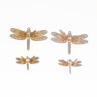 Rhinestone Brass Pendants, Dragonfly, rack plating, DIY & with rhinestone & hollow 