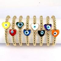 Evil Eye Jewelry Bracelet, Brass, with Lampwork, 18K gold plated, for woman .7 Inch 