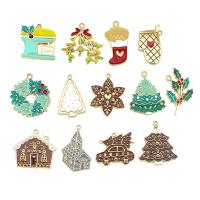 Zinc Alloy Christmas Pendants, gold color plated, Christmas Design & DIY & enamel 
