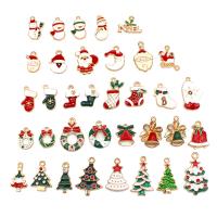 Рожденственские подвески из цинкового сплава, цинковый сплав, плакирован золотом, Рождественский дизайн & DIY & разные стили для выбора & эмаль & со стразами, Много цветов для выбора, продается PC