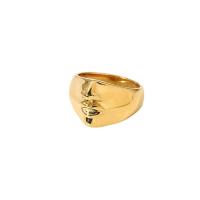 Stainless Steel Finger Ring, 316L Stainless Steel, Face, Vacuum Ion Plating, fashion jewelry & Unisex golden, 13.86mm, US Ring 