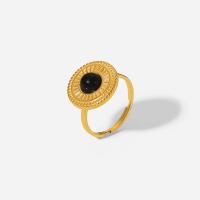 ジェムス トーンのステンレス鋼の指環, 304ステンレススチール, とともに ジェムストーン, 楕円, 真空イオンプレーティング, ファッションジュエリー & 女性用, 金色, 2mm, 内径:約 17mm, 売り手 パソコン