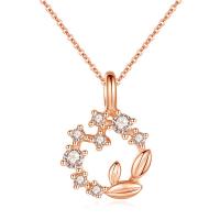 Rhinestone Brass Necklace, with 5cm extender chain, Flower, plated, fashion jewelry & for woman & with rhinestone cm 