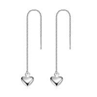 Brass Thread Through Earrings, Heart, platinum color plated, fashion jewelry & for woman, platinum color 100mm 