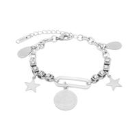 Titanium Steel Bracelet & Bangle, with 5cm extender chain, Star, polished, fashion jewelry & Unisex & adjustable, original color cm 