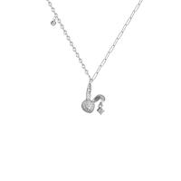 Sterling Silver Jewelry Necklace, 925 Sterling Silver, Rabbit, platinum plated, fashion jewelry & for woman, original color Approx 17.7 Inch 