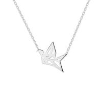 Sterling Silver Jewelry Necklace, 925 Sterling Silver, Thousand Origami Cranes, platinum plated, for woman & hollow, original color Approx 17.7 Inch 
