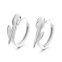 Sterling Silver Huggie Hoop Earring, 925 Sterling Silver, Tulip, plated, fashion jewelry & for woman 