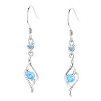 Sterling Silver Drop Earring, 925 Sterling Silver, with Topaze, platinum plated, for woman, original color, 40mm 