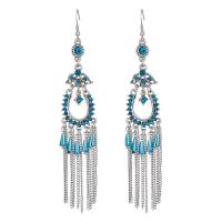 Fashion Fringe Earrings, Zinc Alloy, with Crystal, plated, Bohemian style & for woman & with rhinestone 