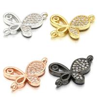 Cubic Zirconia Micro Pave Brass Connector, Butterfly, plated, DIY & micro pave cubic zirconia & hollow Approx 1mm 