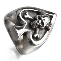 Titanium Steel Finger Ring, Skull, polished & for man, original color 