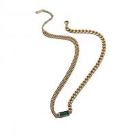 collier de Stras en alliage Zinc, alliage de zinc, Placage de couleur d'or, pour femme & avec strass Environ 13 pouce, Vendu par PC