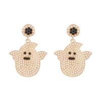 Plastic Pearl Zinc Alloy Earring, with Plastic Pearl, Ghost, fashion jewelry & Halloween Jewelry Gift & for woman 