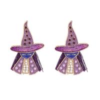 Zinc Alloy Rhinestone Stud Earring, Sorcerer, fashion jewelry & Halloween Jewelry Gift & for woman & with rhinestone 