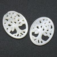 White Shell Cabochon, Natural & fashion jewelry & tree of life design & DIY & hollow, white 