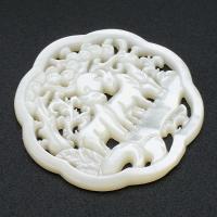 Weiße Muschel Cabochon, geschnitzt, Natürliche & Modeschmuck & DIY & hohl, weiß, 37x37x3mm, verkauft von PC
