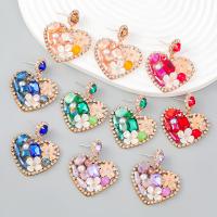 Zinc Alloy Rhinestone Drop Earring, with Resin, gold color plated, fashion jewelry & for woman & with rhinestone 