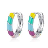 Brass Huggie Hoop Earring, platinum color plated, fashion jewelry & for woman & enamel 
