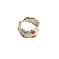 Crystal Brass Finger Ring, with Crystal, silver color plated, Adjustable & Unisex Inner Approx 17mm 